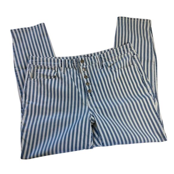 Universal Thread High Rise Skinny Nautical Sailor Stripe Button Fly Jeans 16/33R - Picture 2 of 6